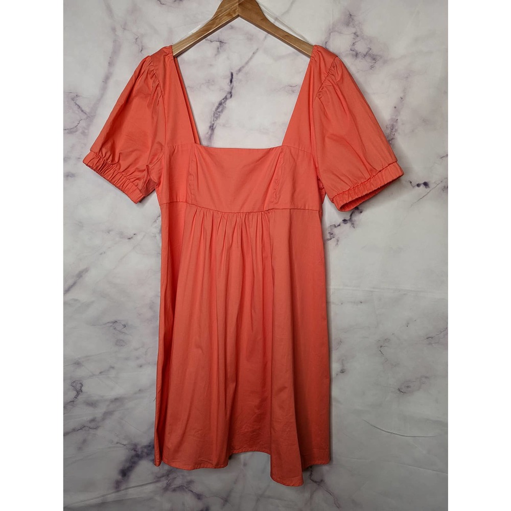 WILD FABLE coral puff sleeve square neckline mini dress M